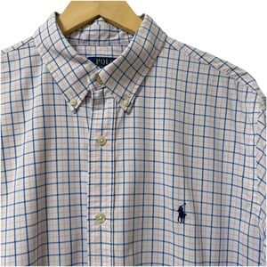 Polo Ralph Lauren Performance Classic Fit Oxford Shirt Mens Size XL Plaid FLAW